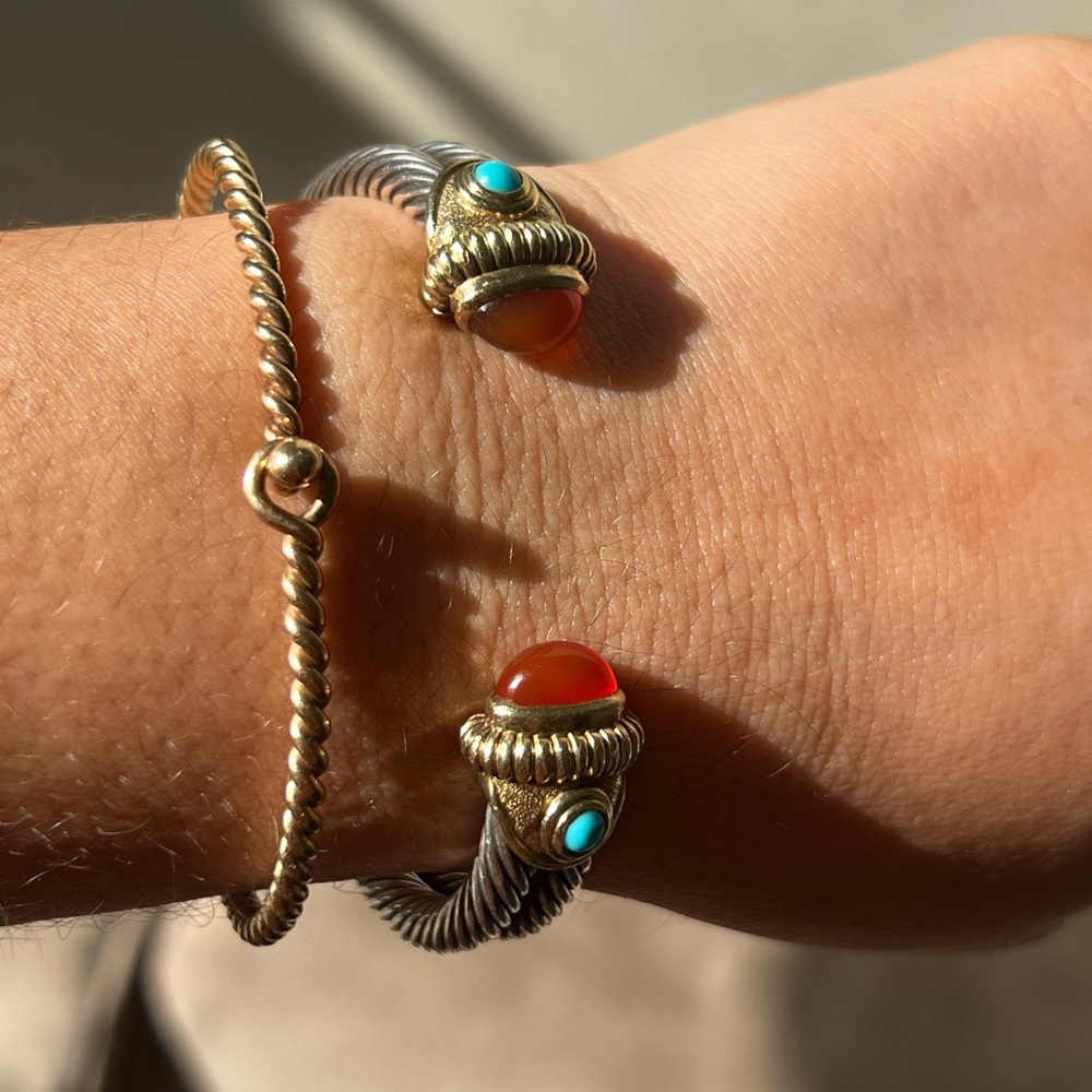 David Yurman 14k gold/925 silver Cuff bracelet - Picture 2 of 15